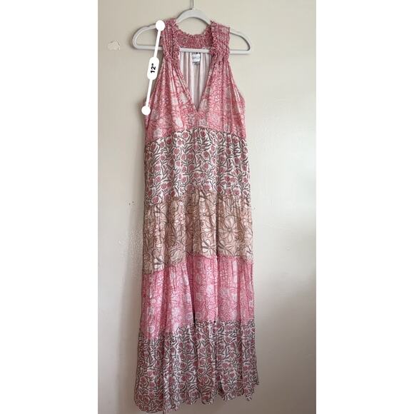 SAYLOR pink tiered midi Women's Aaryn  Dress size M - Picture 4 of 13